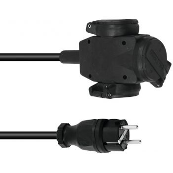 Psso extensión de 3 conectores 3 x 1.5, 3 metros, negro
