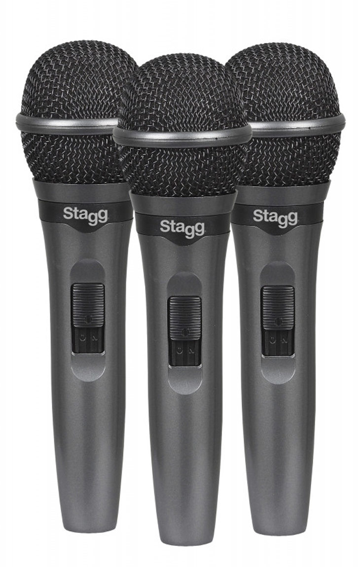 Stagg Set de 3 Micrófonos Dinámicos Cardioides para Directo SDMP15-3