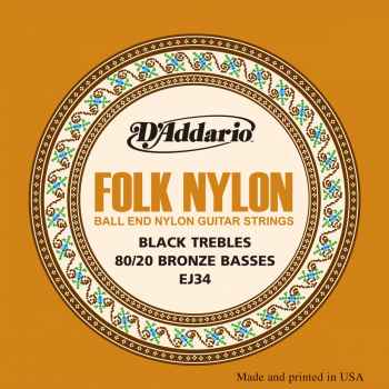 D´addario ej34 folk nylon cuerdas para guitarra clasica