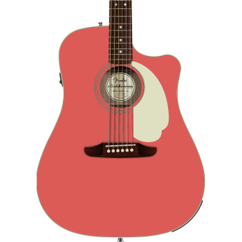 Fender california standard redondo ce fiesta red guitarra acústica