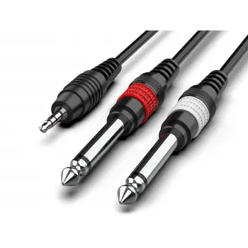 Audibax Bronze Cable Minijack Stereo a 2 Jack Mono 1.5 Metros Negro