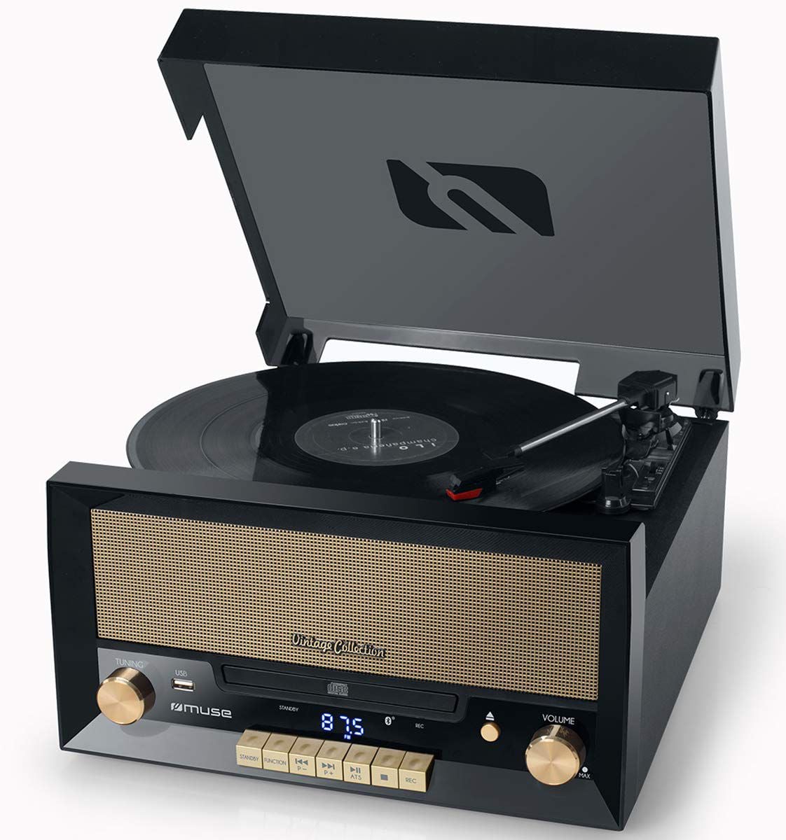 Muse MT-110B Tocadiscos Bluetooth Encoding USB Negro MT-110B