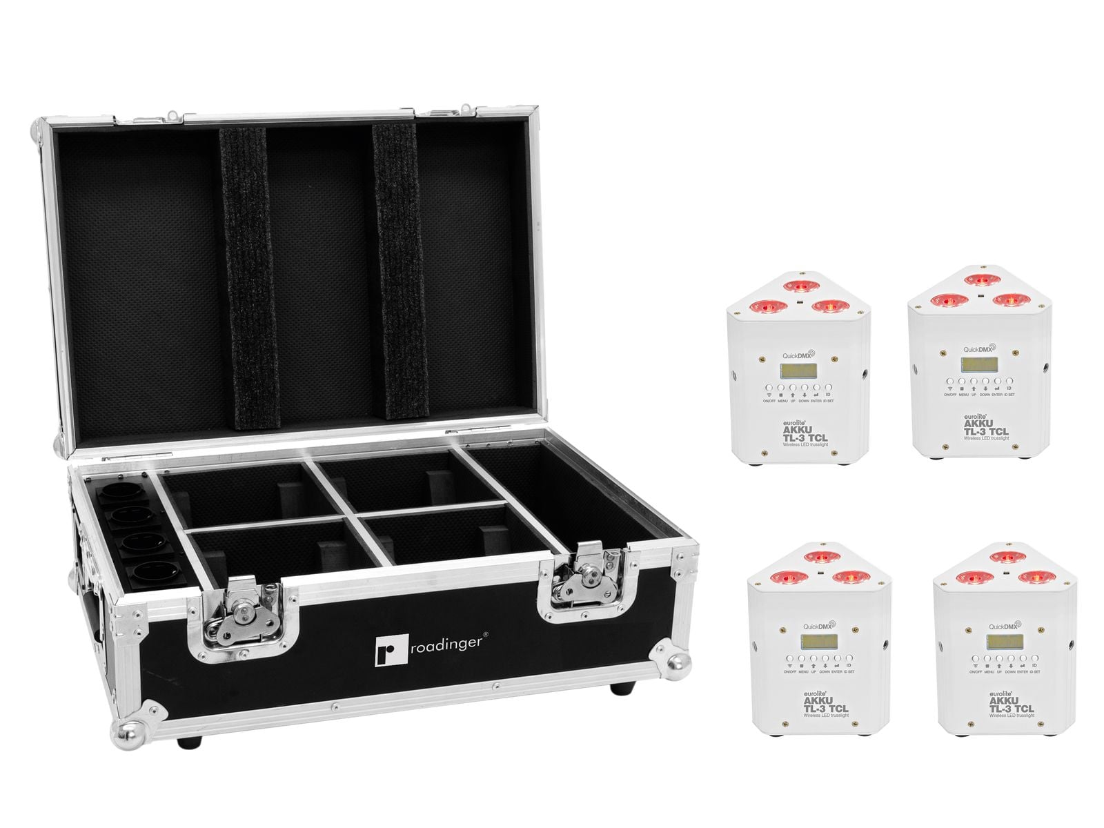 Eurolite Set 4x AKKU TL-3 TCL white + Flighcase Cargador Set 4x AKKU TL-3 TCL white + Flighcase Cargador
