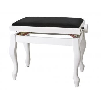 Gewa 130350 banqueta de piano deluxe classic blanco brillante