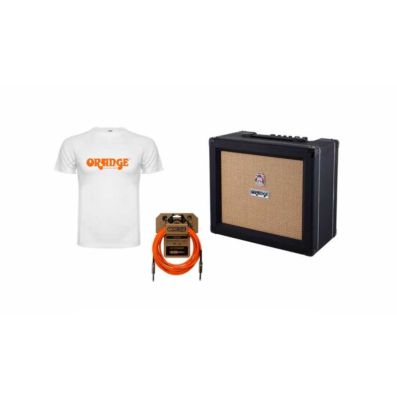 Orange CRUSH 35RT BLACK SET Amplificador Crush 35RT Black, Cable Crush jack-jack y Camiseta Orange CRUSH 35RT BLACK SET