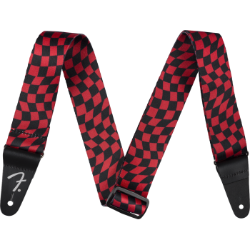 Fender wavy checkerboard polyester strap red correa guitarra