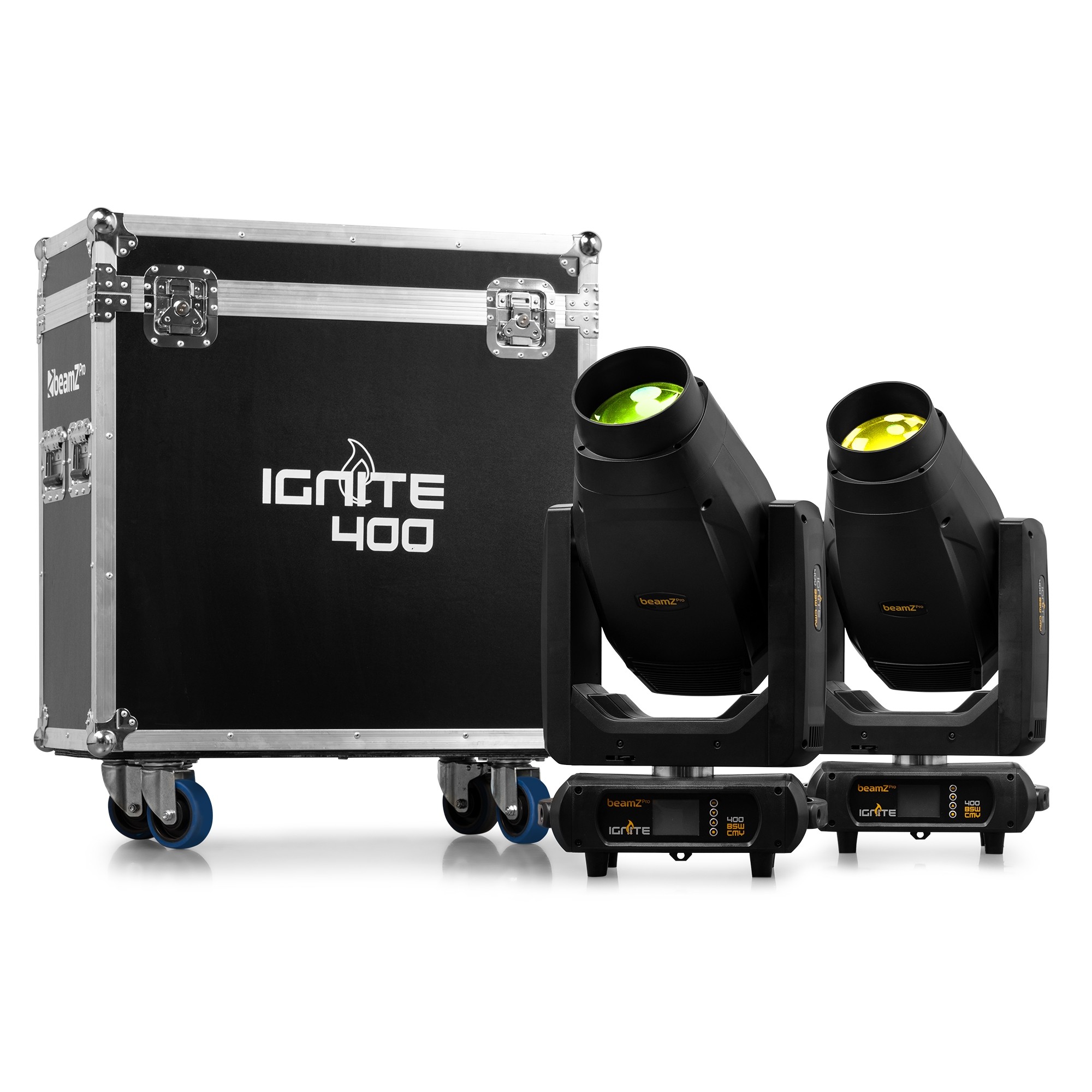 Beamz IGNITE400 LED 400W Conjunto 2 Cabezas Moviles y Flightcase IGNITE400 LED 400W BSW CMY 2pcs in FC