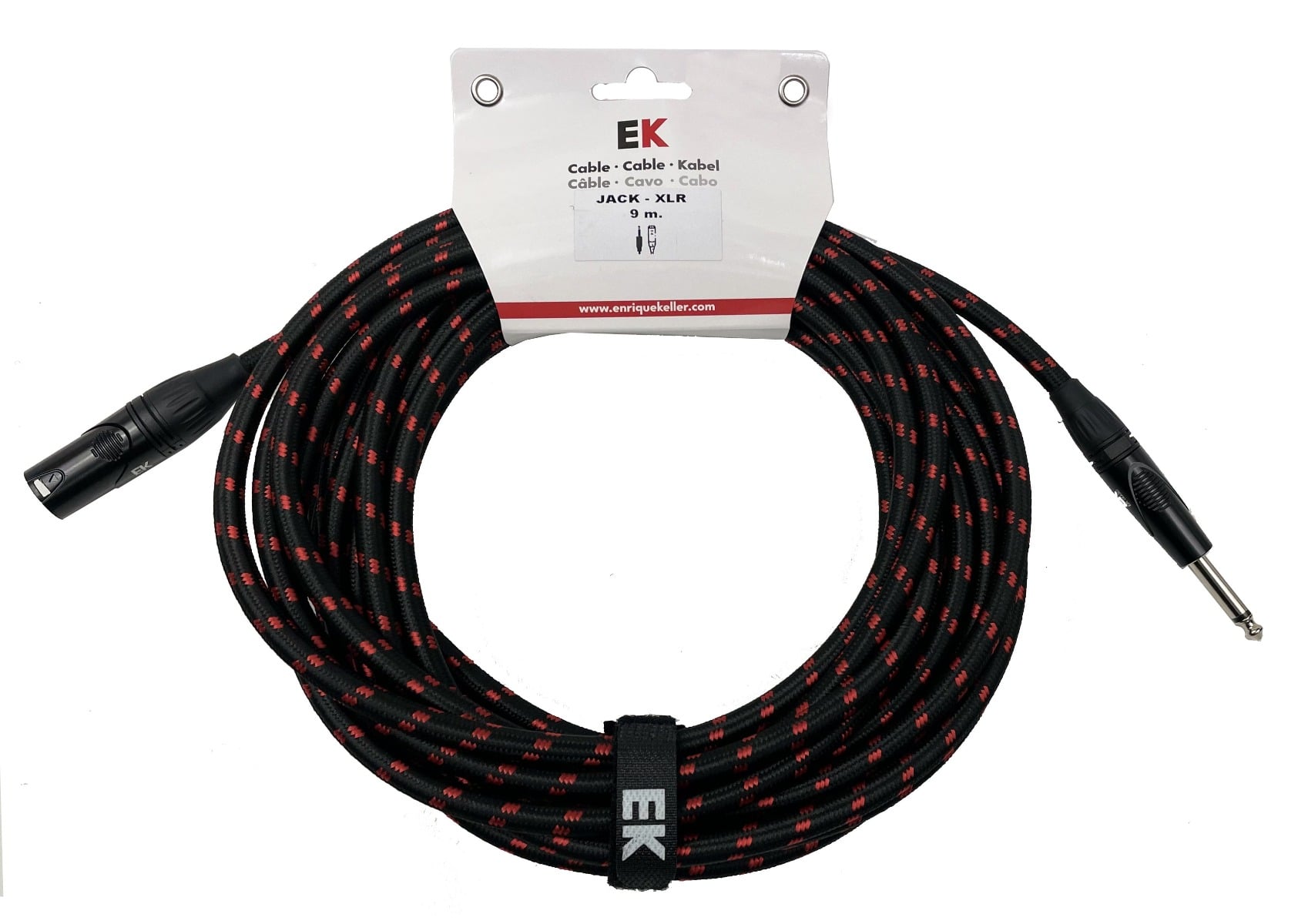 EK Audio Cable Trenzado De Tela Para Micrófono Jack-Xlr Hembra 9 Metros SFXJ001