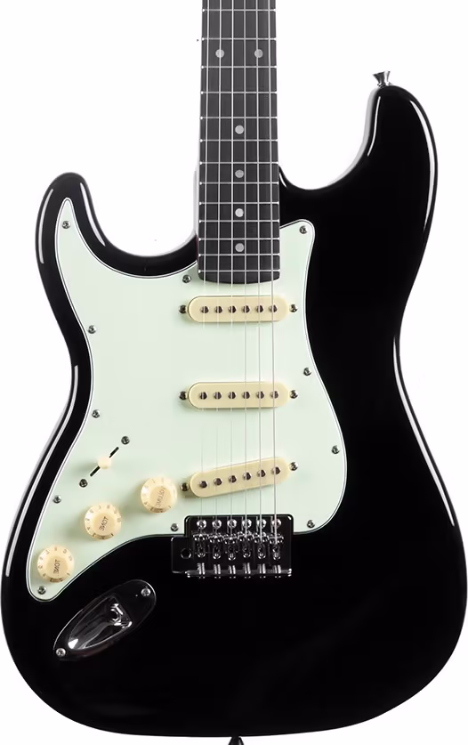 Eko geest300-blk-lh guitarra eléctrica starter st300 tipo strat - negra