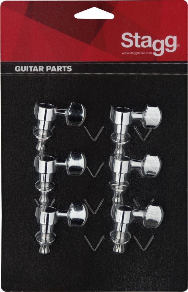 Stagg KG673CR Clavijero en Línea para Guitarra Eléctrica 6 Chrome KG673 CR