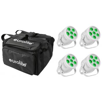 Eurolite set 4x led silent par 6 qcl floor wh + bolsa transporte