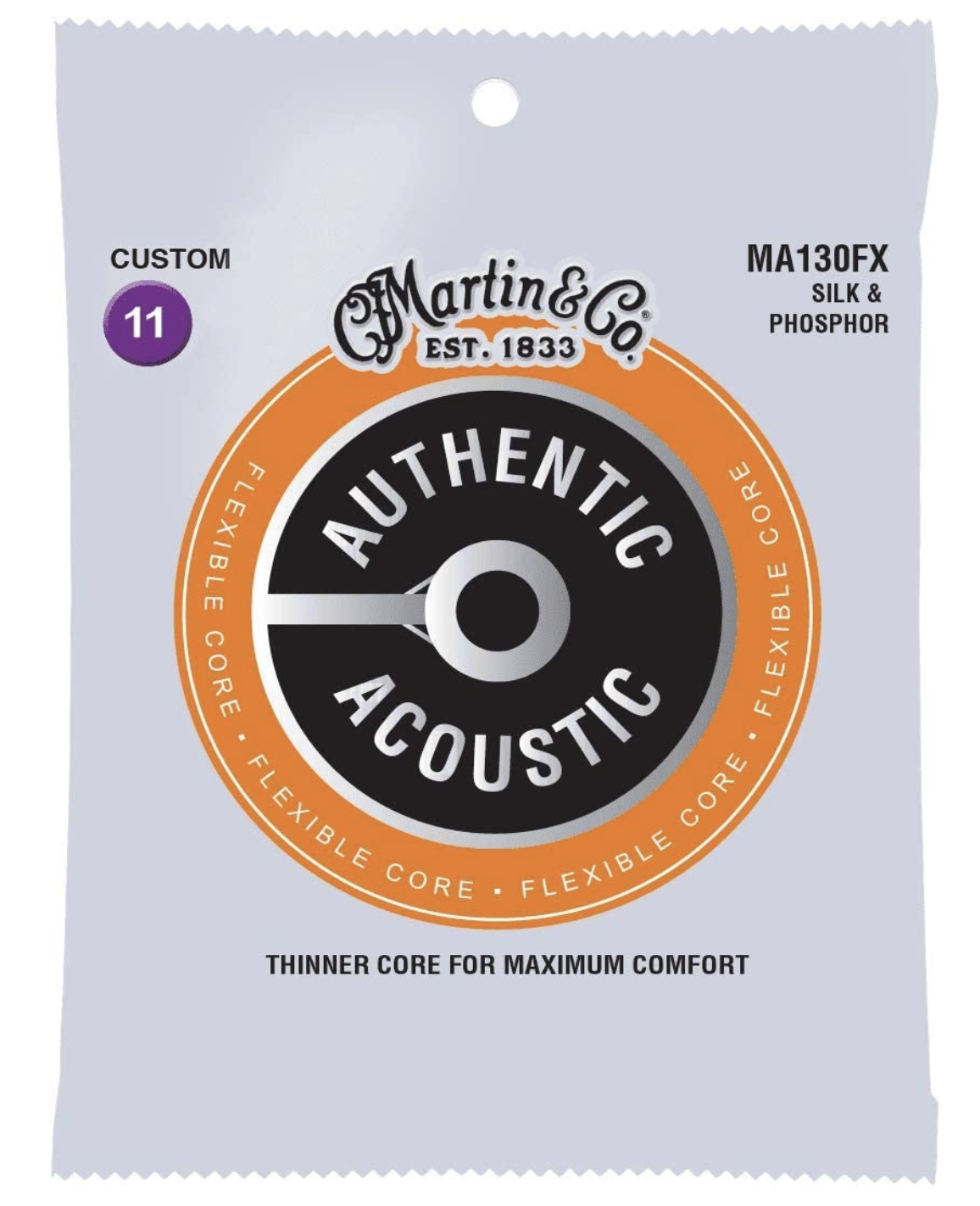 Martin MA130FX Cuerdas Guitarra Acústica Jeux Flexible Core Silk & Phosphor 11-47 MA130FX