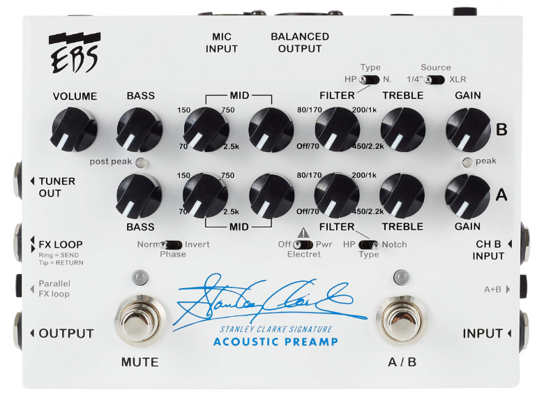 EBS Preamplificador Acústico Stanley Clarke-2 Canales MEBSTANLEY-PREAMP
