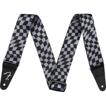 Fender wavy checkerboard polyester strap gray correa guitarra