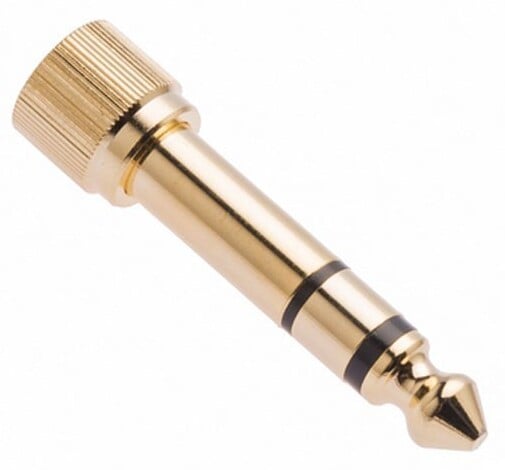 FactorLink Adaptador Mini Jack hembra de 3,5 mm a Jack Macho de 6,3 mm (este ultimo roscado) color oro FactorLink Adaptador Mini Jack hembra de 3,5 mm a