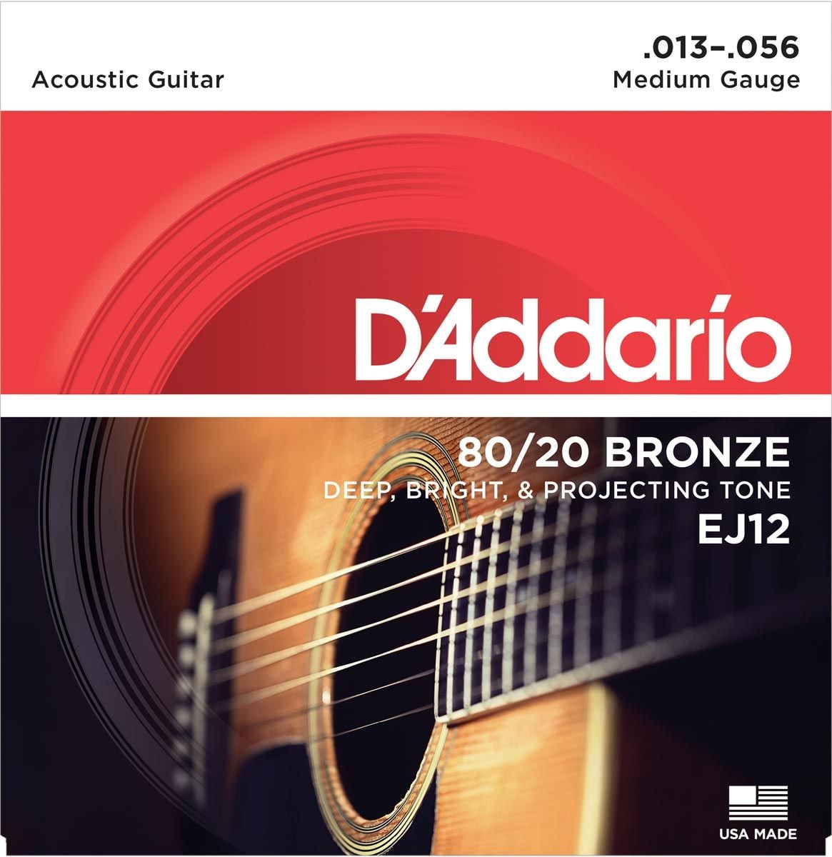 D´addario EJ12 80/20 Bronze Medium cuerdas para Guitarra Acústica EJ12 80/20