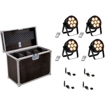 Eurolite set 4x led 7c-7 silent slim spot + usb quickdmx + flightcase