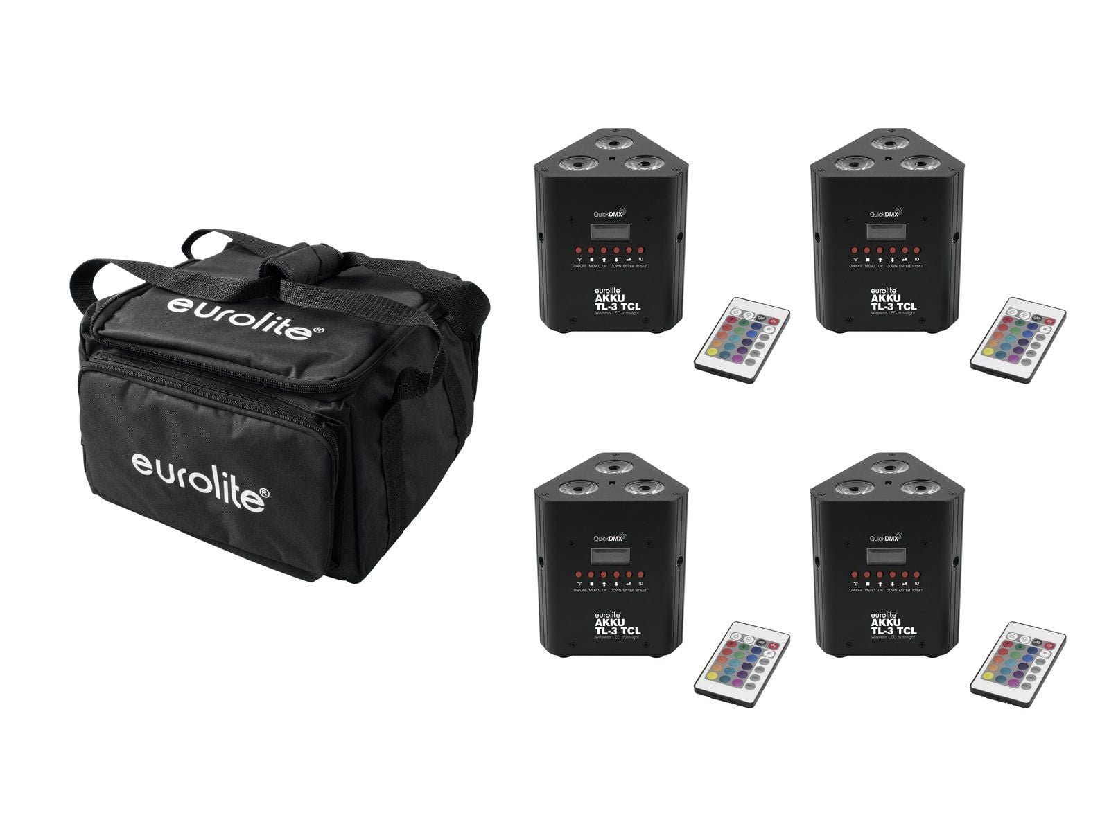 Eurolite Set 4 x AKKU TL-3 QuickDMX + Soft-Bag Bolsa Set 4 x AKKU TL-3 QuickDMX + Soft-Bag Bolsa