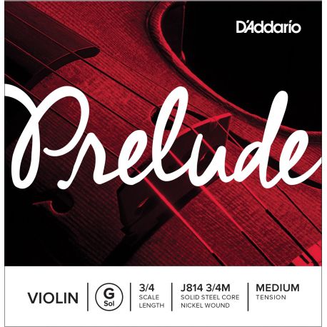 D´addario J814 Cuerda Prelude Sol (G) para violín 3/4, tensión media J814-3/4M Prelude Violin G
