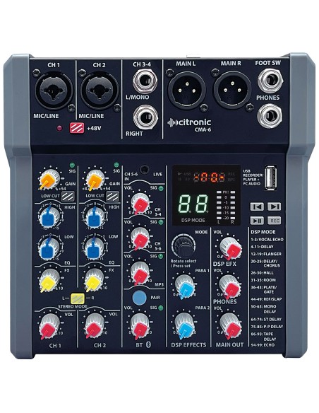 Citronic CMA-6 Mezclador con DSP, USB y Bluetooth CMA-6 - Mezclador con DSP, USB y Bluetooth