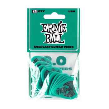 Ernie ball eb9196 bolsa de púas everlast turquesa 2,0 mm - 12 unidades