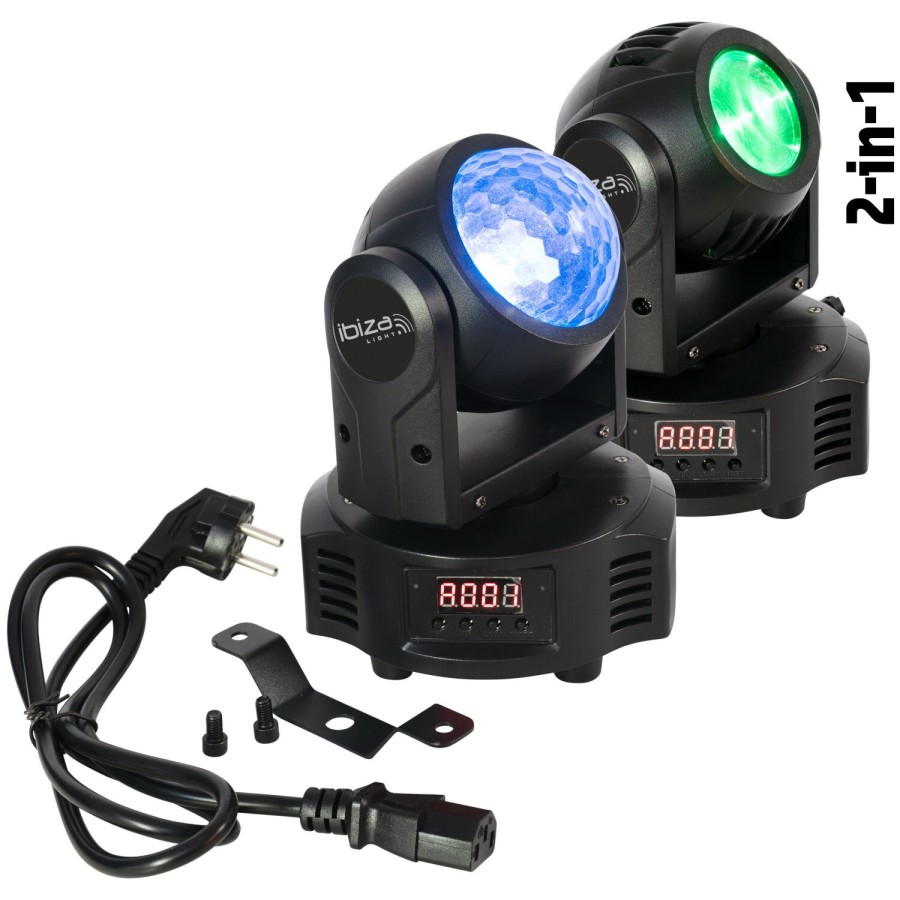 Ibiza Light MH-ASTRO-BEAM, 2 Efectos en una sola Cabeza móvil 2-IN-1 BALL+ 10W BEAM MOVING HEAD