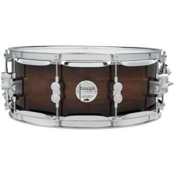 Drum workshop pdcmx5514sswc pdp concept series maple exotic snare, 5.5x14, walnut to charcoal burst chrome hardware