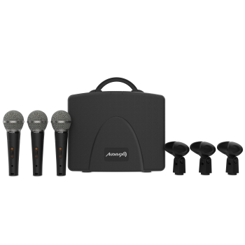 Audibax tokyo xm1800 pack maleta con 3 micrófonos dinámicos + maleta + pinzas
