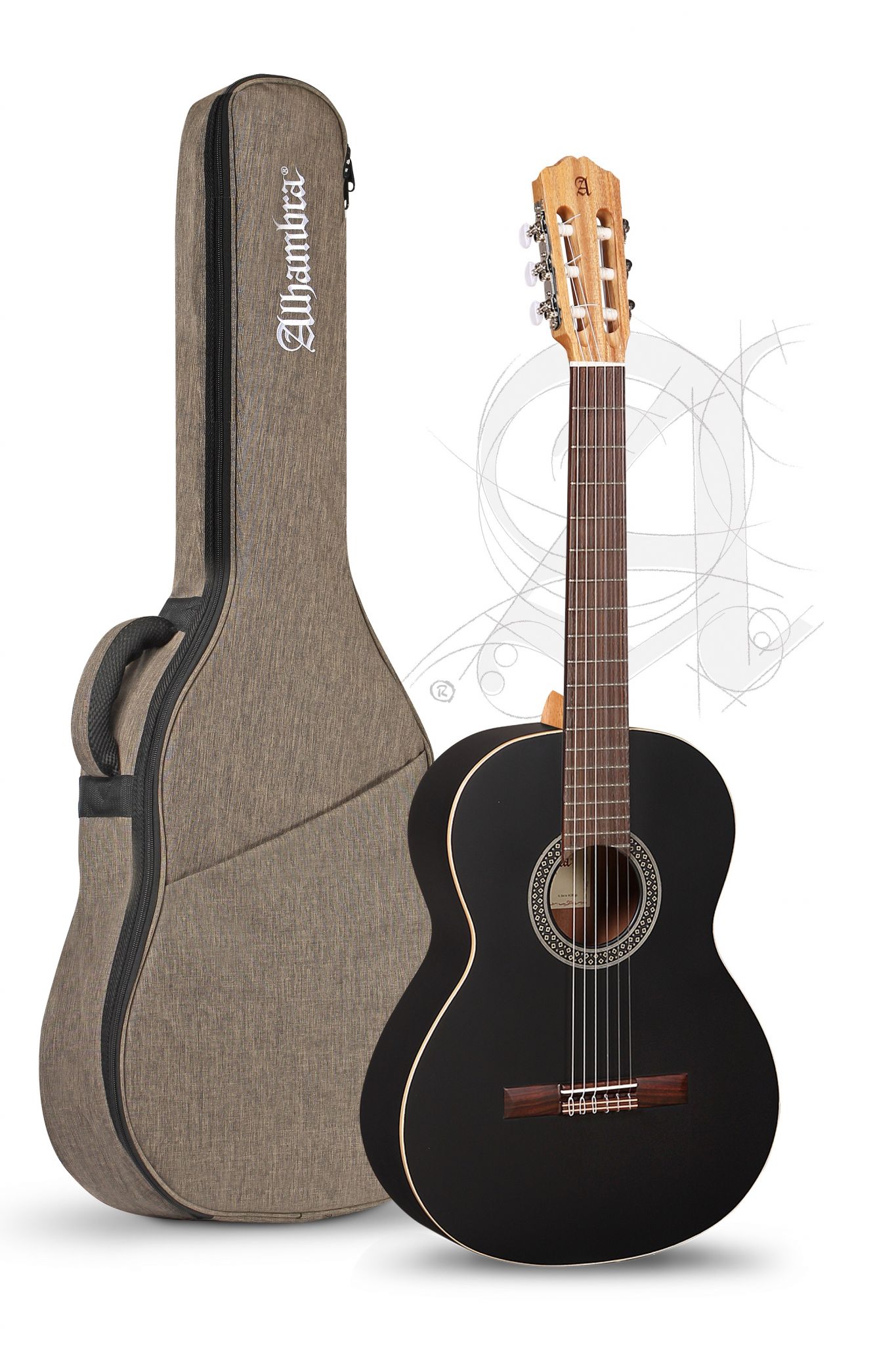 Alhambra 1C Black Satin Guitarra Clásica + Funda 1C-Blk