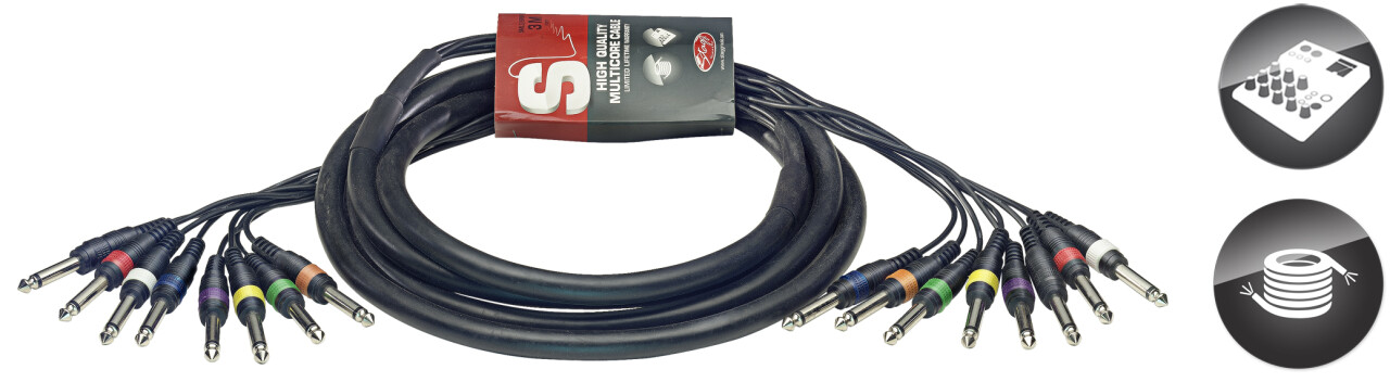 Stagg Cable Multicore 8x Jack - 8x Jack, 3m SML3/8P8P E