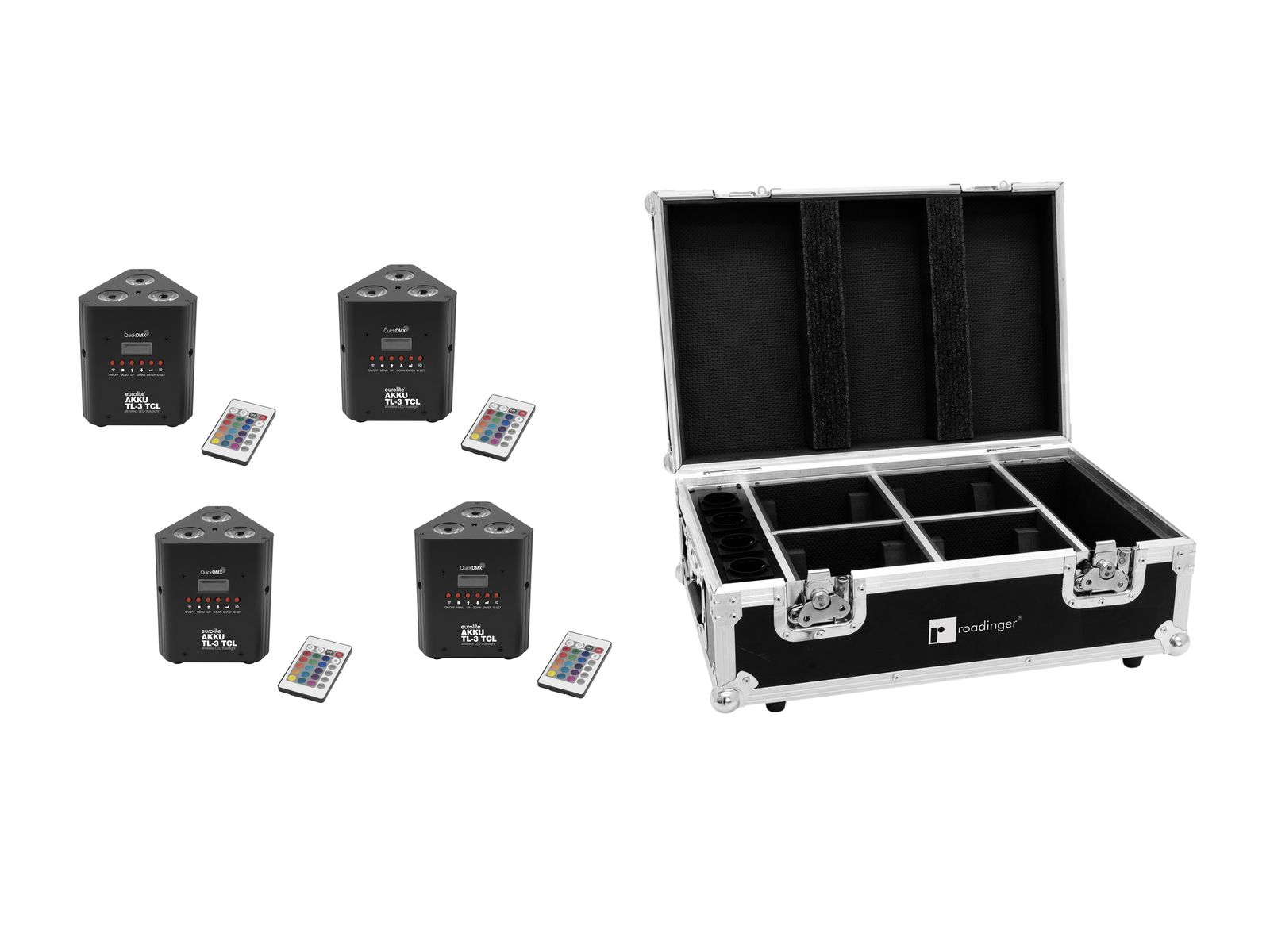 Eurolite Set 4x AKKU TL-3 TCL QuickDMX + Case with charging function Set 4x AKKU TL-3 TCL QuickDMX + Case
