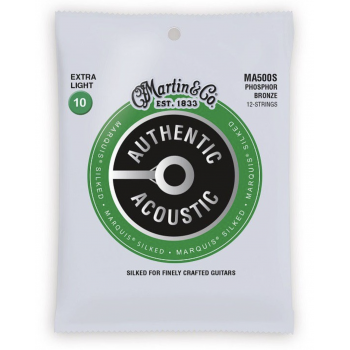 Martin ma500s cuerdas guitarra acústica authentic silked 12st phosphor bronze 92/8 extra light