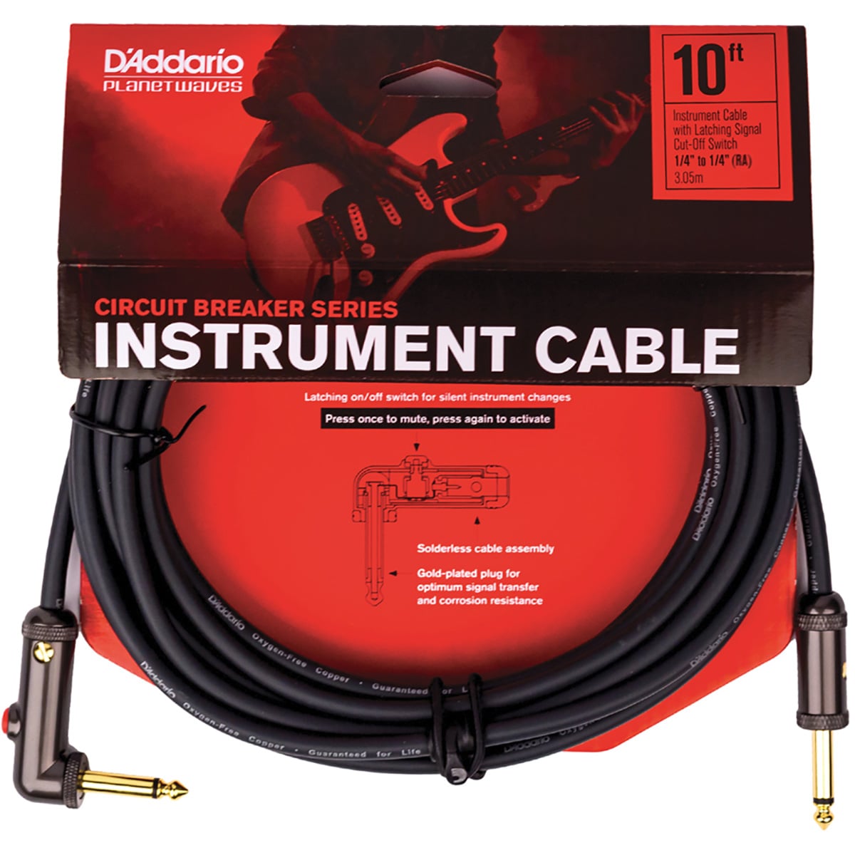 Planet Waves DAddario Cable de Instrumento con Switch On/Off, 3 Metros Cable de Instrumento con Switch On/Off, 3 Metros