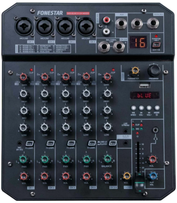 Fonestar MIX-6LIVE Mezclador estudio MIX-6LIVE